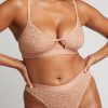Eyelet Lace Cutout Bra in Buff